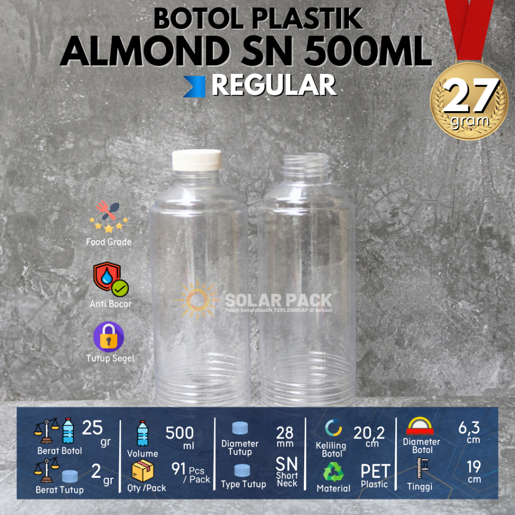 Jual Botol Plastik Pet Ml Almond Bulat Minuman Mineral Jus Susu Kopi