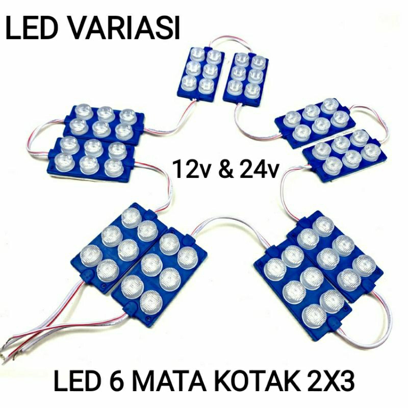 Jual Lampu Variasi LED MODUL 6 MATA KOTAK 2x3 Bijian 1pcs Shopee