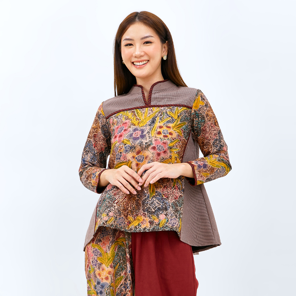 Jual NONA RARA Amber Encim Analisa T2391 Baju Batik Kasual Modern