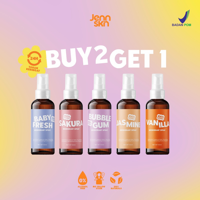 Jual JENNSKIN NATURALS Bundling Buy 2 Get 1 Deodorant Spray Shopee