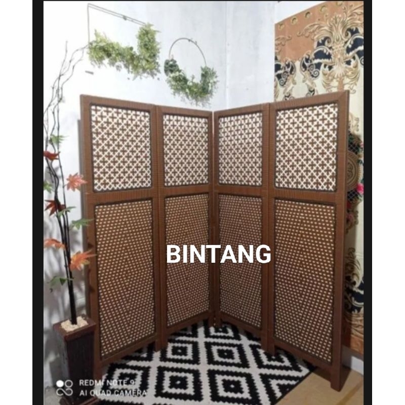 Jual Pintu Sketsel Pembatas Ruangan Rotan Sintetis Motif Partisi