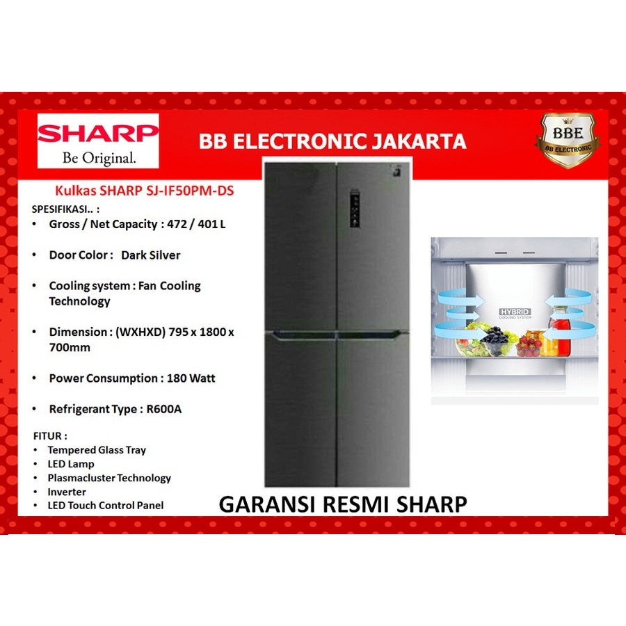 Jual Kulkas Sharp Sj If Pm Ds Side By Side Pintu Inverter Shopee