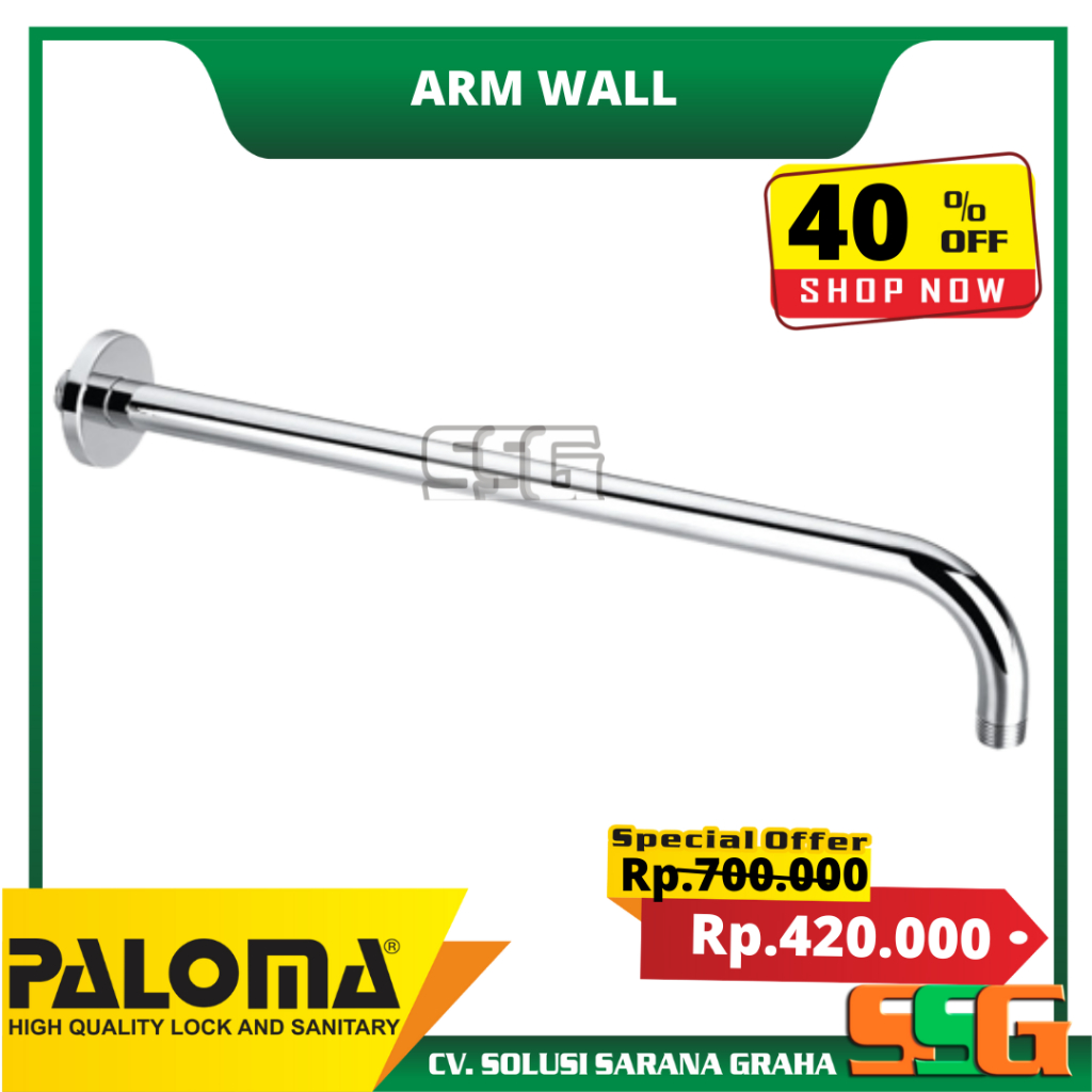 Jual Paloma Sap Wall Shower Arm Pipa Rainshower Headshower Dinding