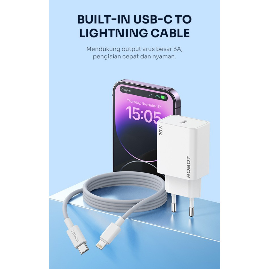 Jual Robot Rt F Charger Iphone W Pd With Cable Usb Type C To