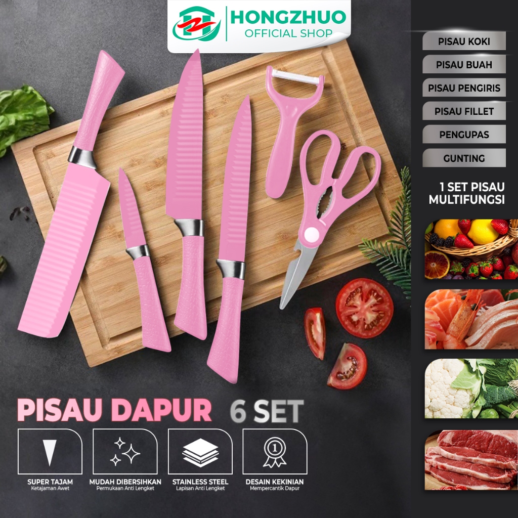 Jual Hongzhuo Multifunction Granite Knife Set Of 6 Super Sharp Full