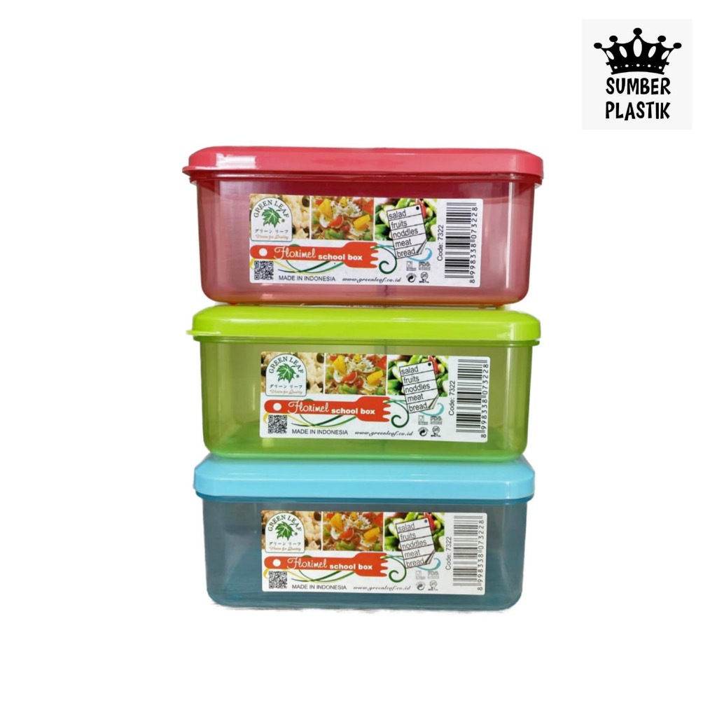 Jual Kotak Makan Green Leaf Lunch Box Bekal Dengan Sendok Set