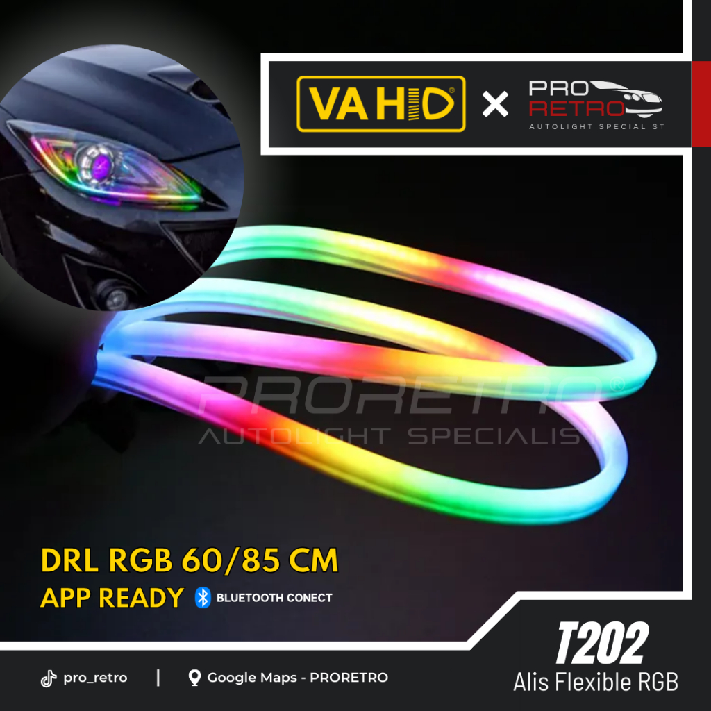 Jual Lampu Alis LED DRL RGB Flexible VAHID RGB T202 60 85 Original