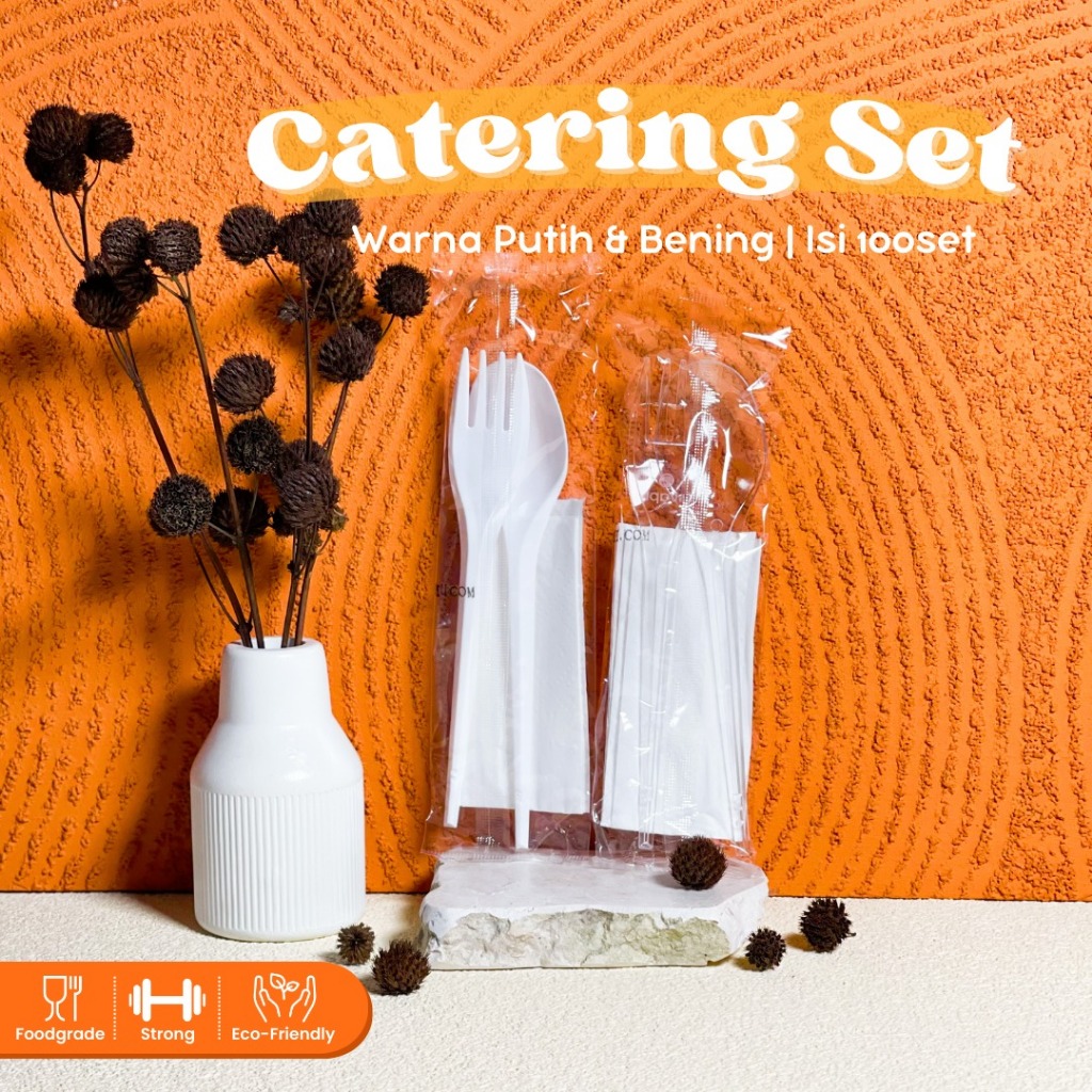 Jual Isi Set Sendok Garpu Tissue Catering Set Bening Higienis