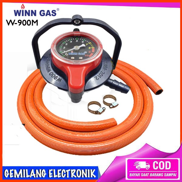 Jual Paket Regulator Gas LPG Winn Gas W 900M Selang Orange 2 Meter