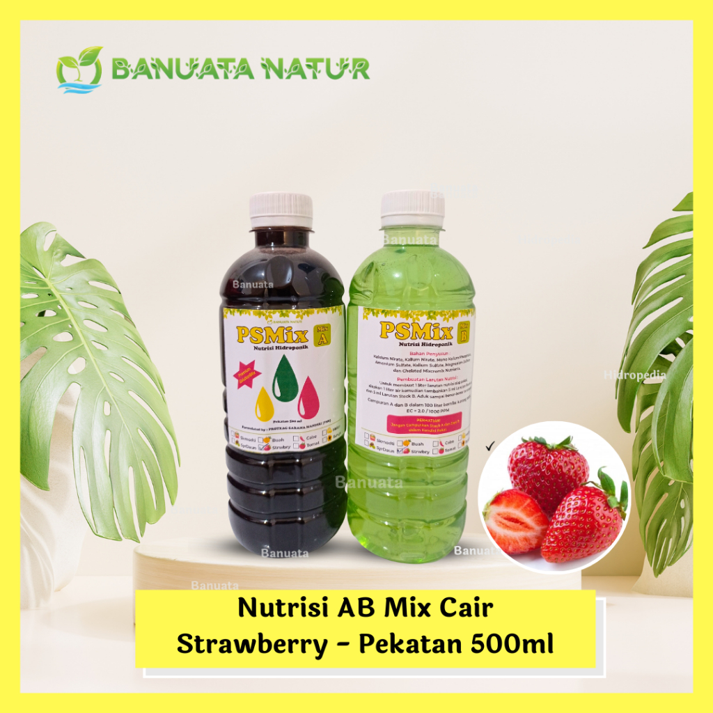 Jual Nutrisi Hidroponik Ab Mix Cair Strawberry Pekatan 500 Ml PS Mix