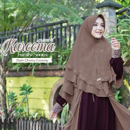 Jual JILBAB ORIGINAL KAREEMA DARK CHERRY CREAMY STAR 2 ALWA HIJAB