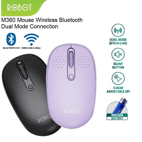 Jual Mouse Silent Click Dual Mode Koneksi Bluetooth Wireless Mouse