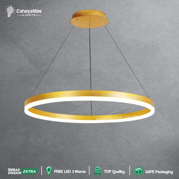 Jual Lampu Hias Gantung Ring Gold Black Minimalist Modern Cahaya