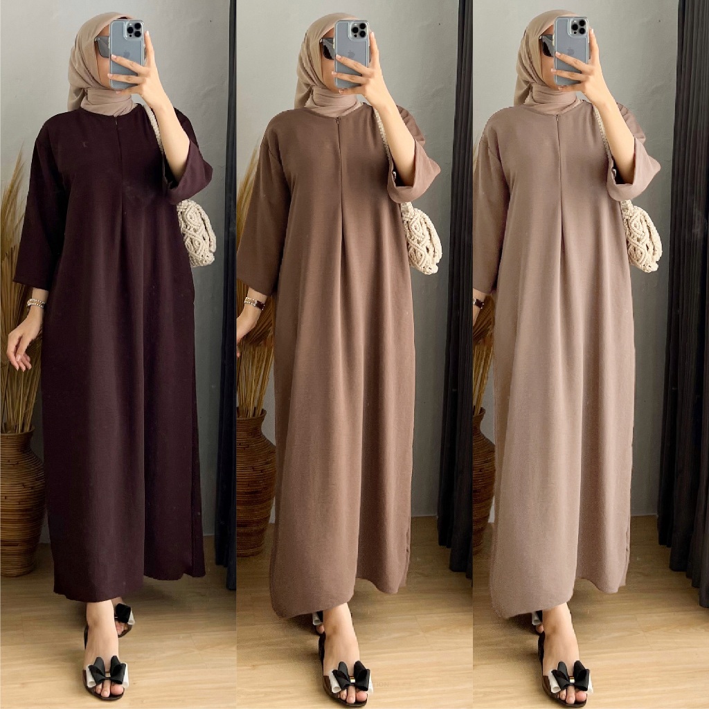 Jual Daster Crinkle Gamis Lengan Polos Kun Collection Shopee