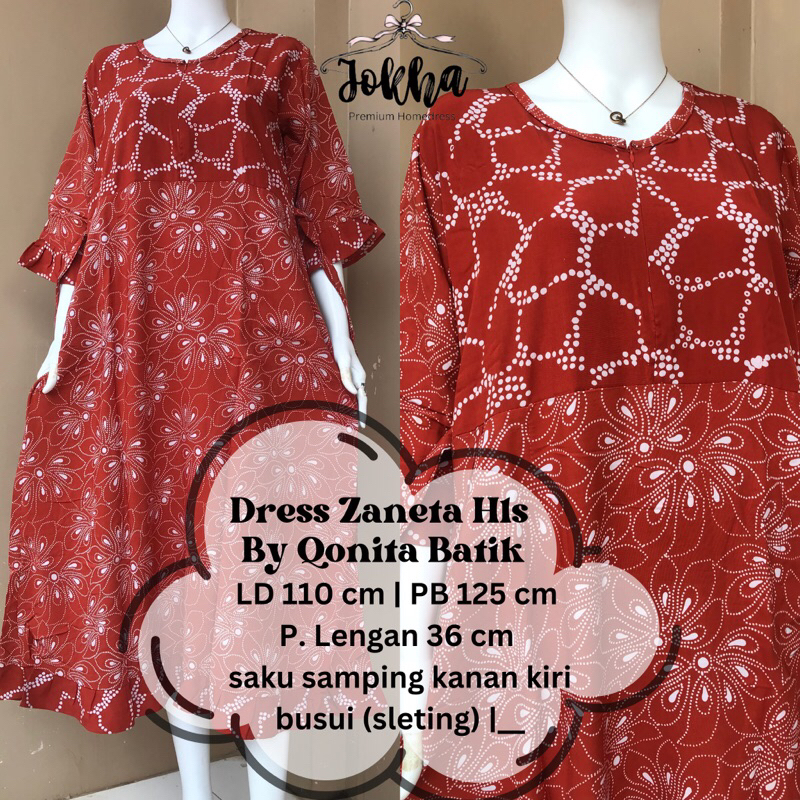 Jual Dress Zaneta Hls By Qonita Batik Pekalongan Ori Shopee