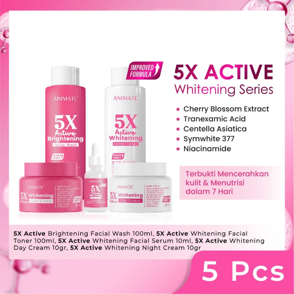 Jual Animate Skincare 1 Paket 5in1 Series 5x Active Whitening Perfect