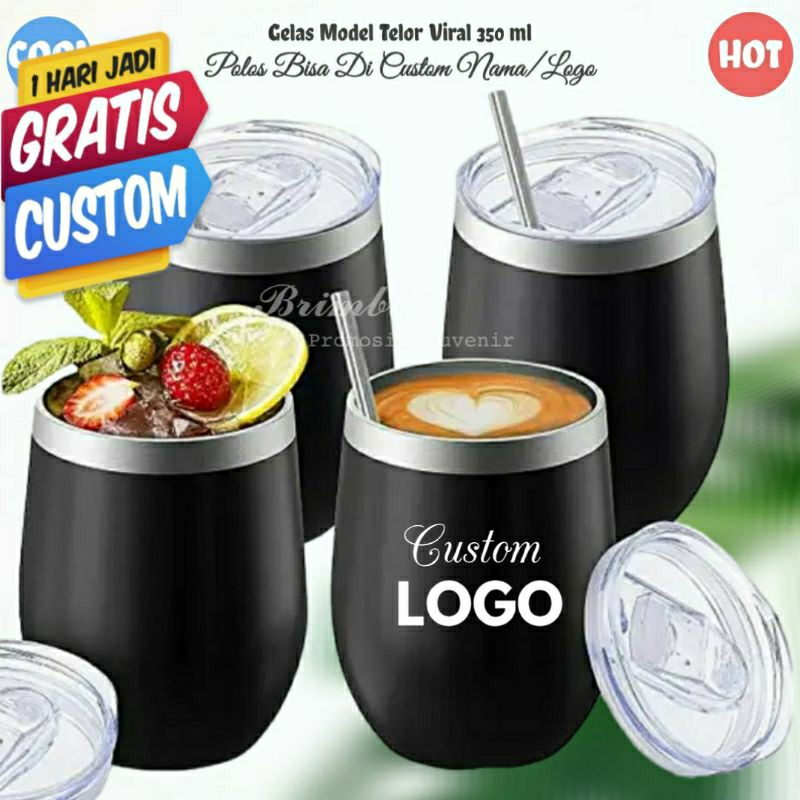 Jual Coffee Travel Cup 350 Ml Custom Nama Logo Eggshell Mug Coffee