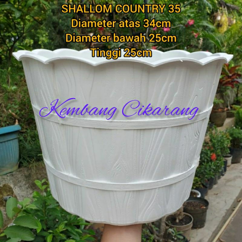 Jual 1pc SHALLOM COUNTRY 35 34cm Pot Bunga Plastik Putih Besar