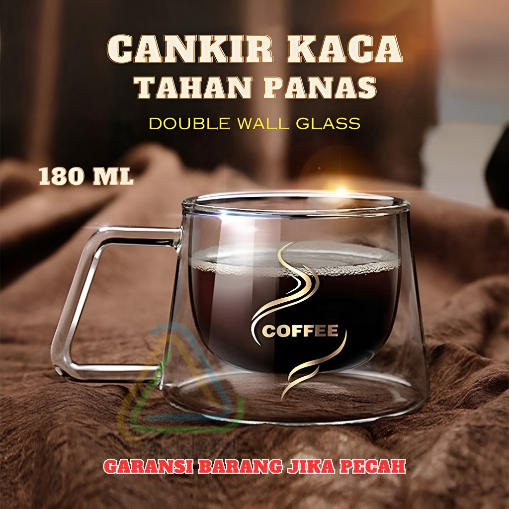 Jual Cangkir Kaca Double Wall Glass One Two Cups Gelas Mug Kopi Teh