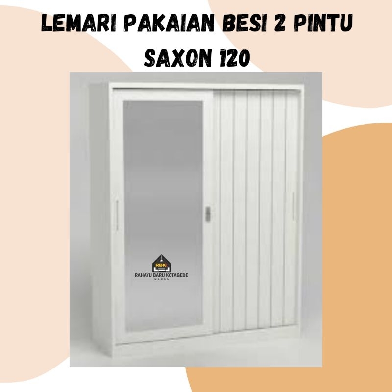 Jual Lemari Pakaian Besi 2 Pintu Sliding Saxon 120 Jogja Shopee Indonesia