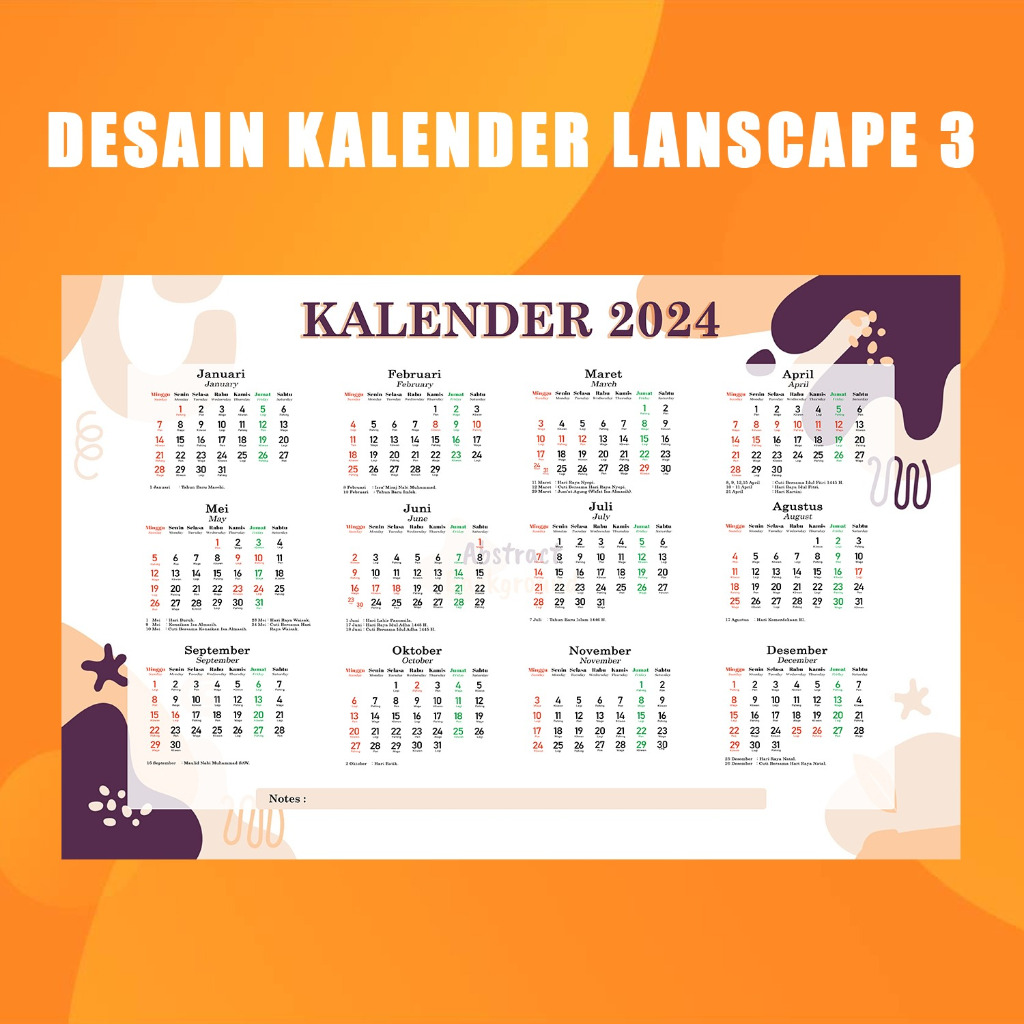 Jual Kalender Dinding Murah A3 I Cetak Kalender 2024 Custom II Calender