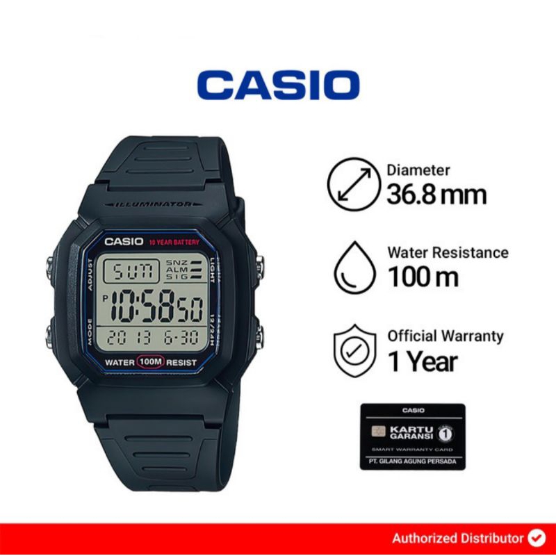 Jual Jam Tangan Pria Casio General W 800H 1A Classic 10 Year Battery