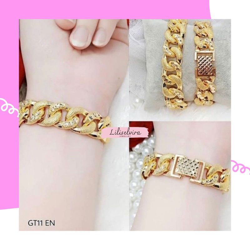 Jual Gelang Tangan Wanita Model Sisik Naga Tebal Lapis Emas Gold