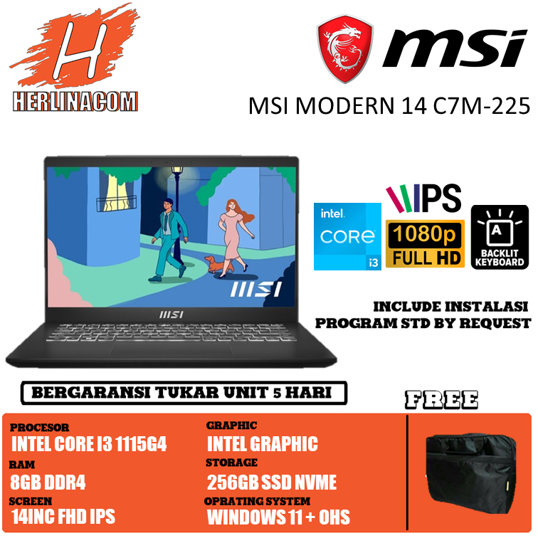 Jual Laptop Msi Modern C M Intel Core I G Gb Gb Ssd