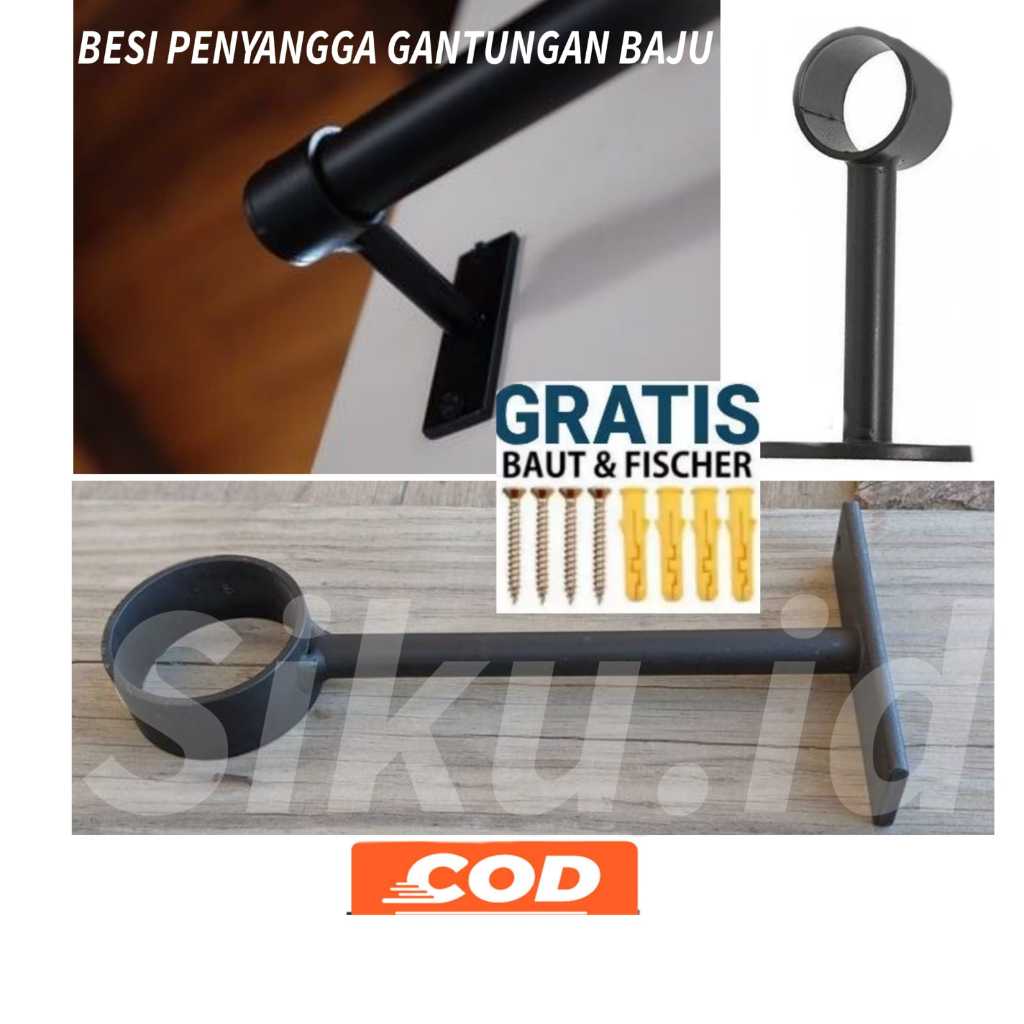 Jual Penyangga Pipa Gorden Jemuran Besi Gantungan Baju Gantungan