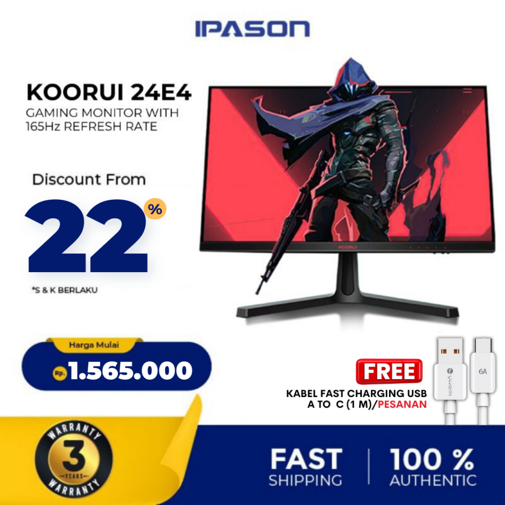 Jual KOORUI 24E4 24 Inch Gaming Monitor FHD 1920 1080 Computer Monitor