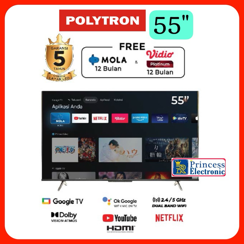 Jual POLYTRON 4K UHD Smart Google TV 55 Inch PLD 55UG5959 Shopee