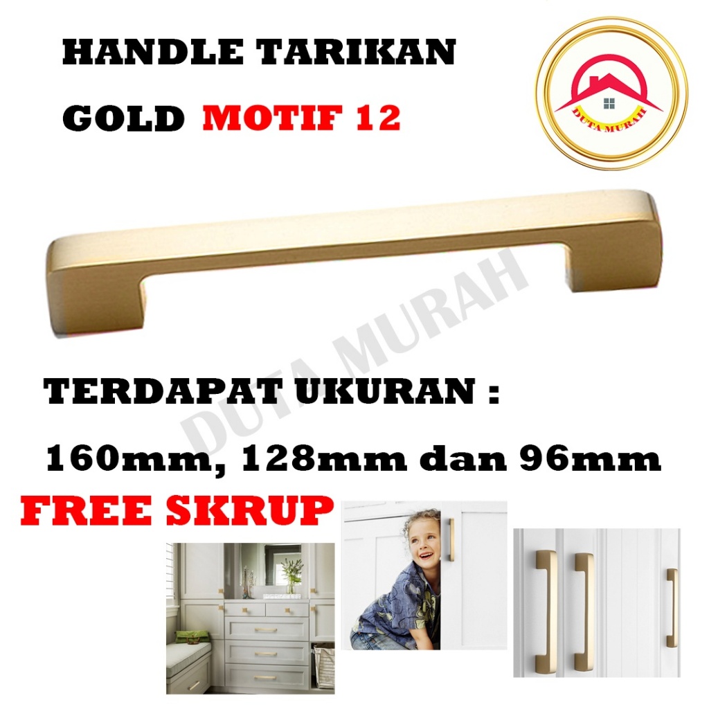 Jual Handle Gold Motif Tarikan Emas Minimalis Modern Kotak Gagang