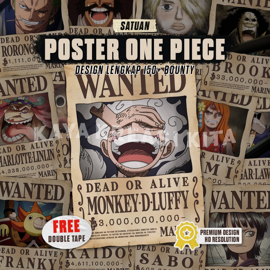 Jual Satuan Poster Bounty One Piece Wanted Poster Aesthetic Kamar A