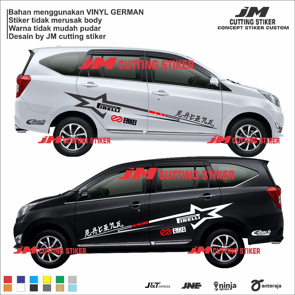 Jual Stiker Striping Racing Star Cutting Stiker Body Mobil Sigra Calya