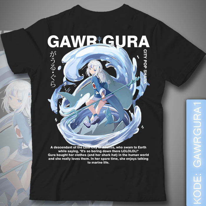 Jual Baju Kaos Virtual Youtuber Hololive Gawr Gura Gawrgura Holo