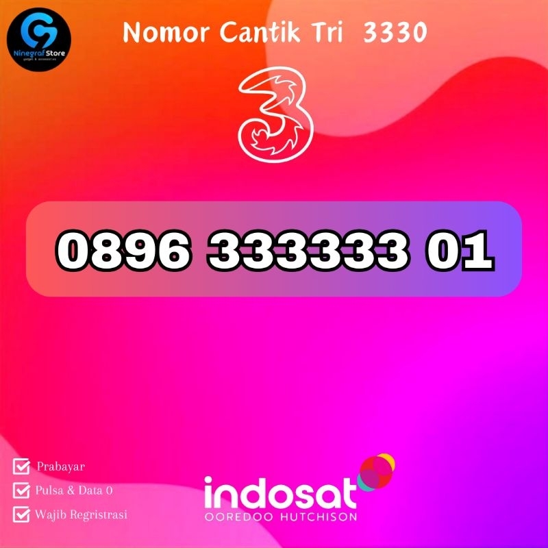 Jual Nomor Cantik Tri Hexa 3 Prabayar Shopee Indonesia