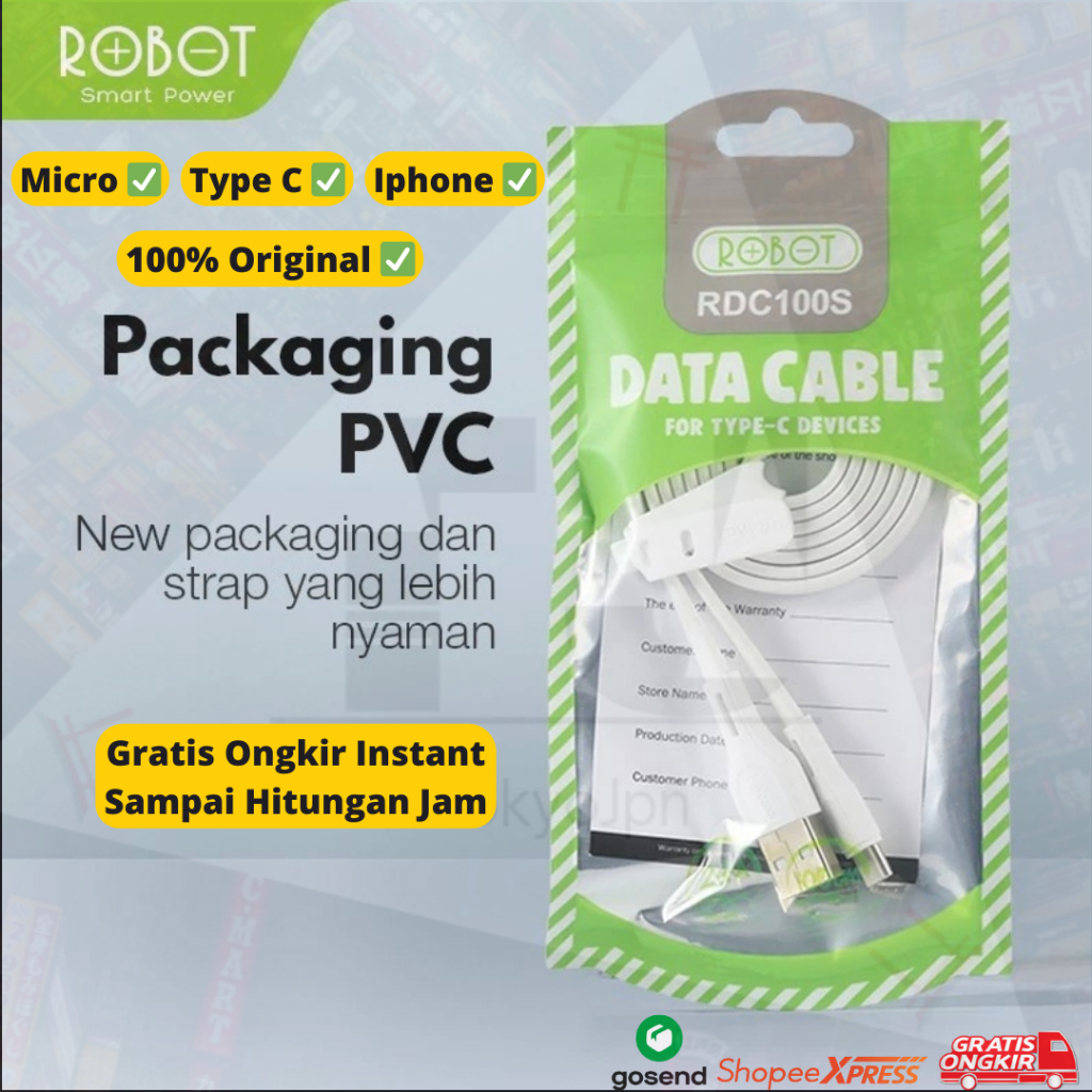 Jual Kabel Data Robot Original Ready Micro Type C Dan Lighning