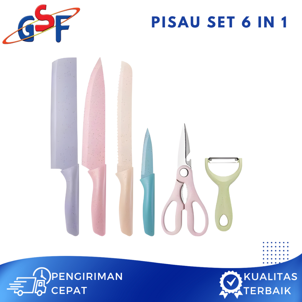 Jual Pisau Set 6 In 1 Pisau Jerami Pisau Cantik Warna Warni Pisau