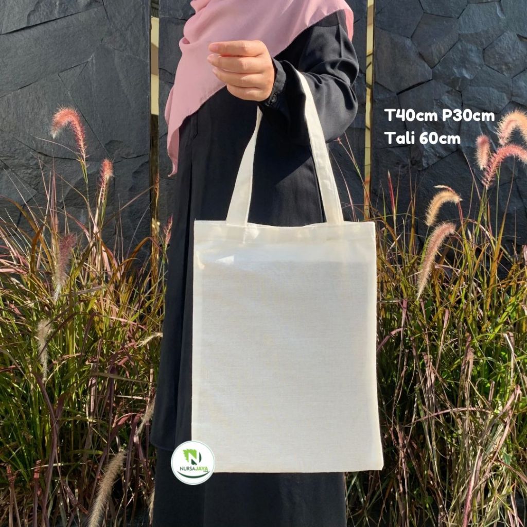 Jual Ready Stock Totebag Blacu Polos Tas Murah Kanvas Calico Shopee