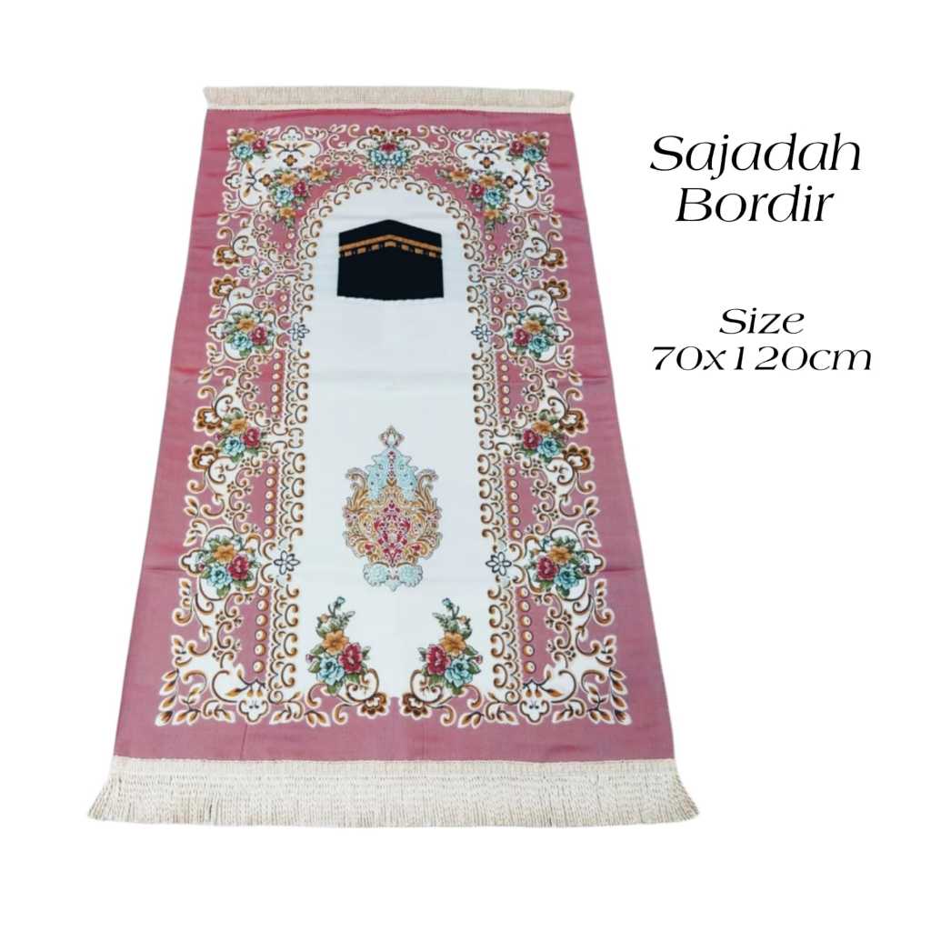 Jual Sajadah Turki Sajadah Bordir Bahan Premium Silk Satin Motif Kabah