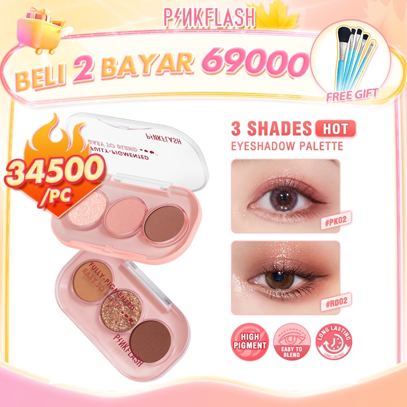 Jual Pinkflash Portable Shades Eyeshadow Palette Giltter High Pigment