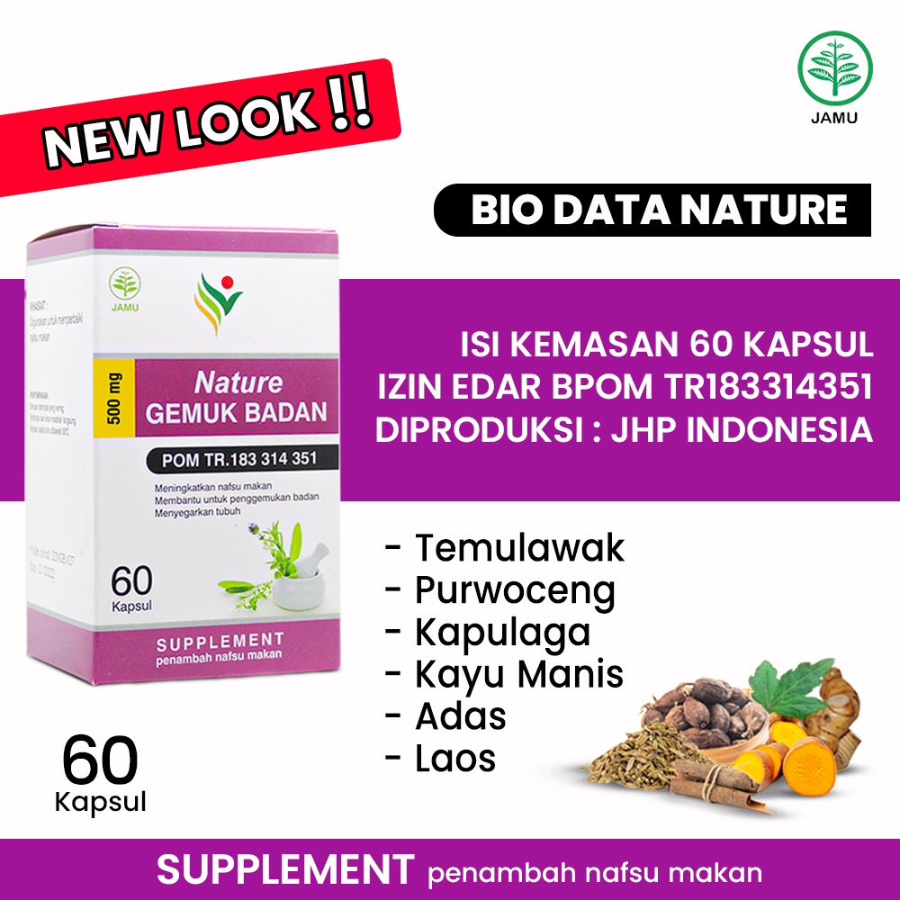 Jual GEMUK BADAN Kapsul Nature Isi 60 Solusi Obat Penggemuk Badan