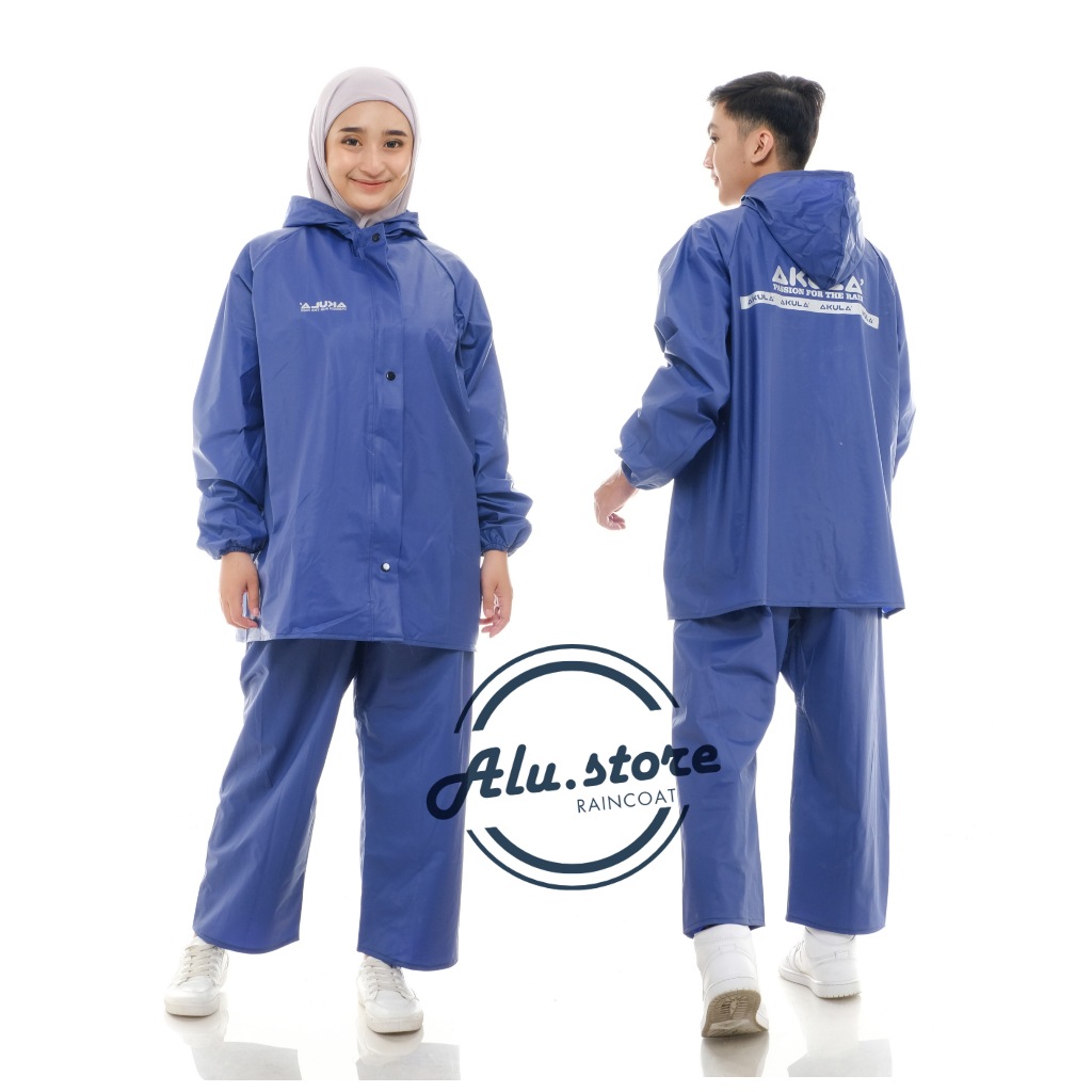 Jual JAS HUJAN RAINCOAT Pria Wanita Terbaik By AKULA Anti Rembes Navy