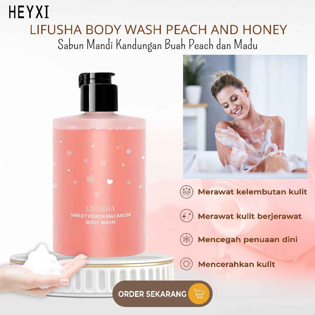 Jual Lifusha Body Wash Peach And Honey Sabun Mandi Wangi Buah Peach