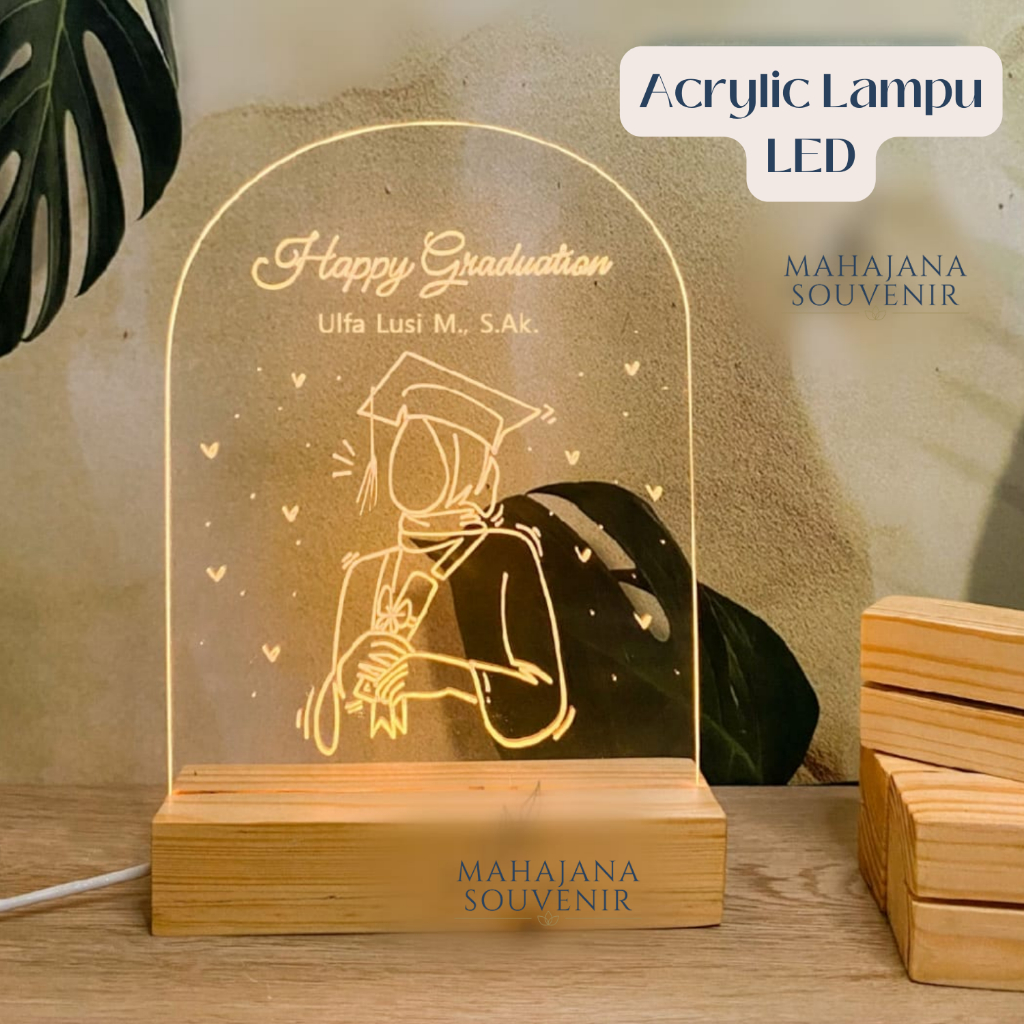 Jual Custom Gift Akrilik Led Lampu Sketsa Handwriting Hadiah Wisuda