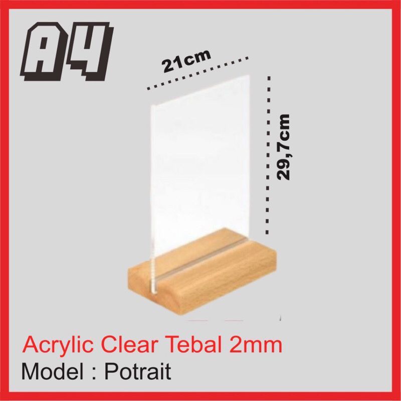 Jual TEMPAT BROSUR TENT HOLDER TENT CARD AKRILIK DISPLAY UKURAN A4