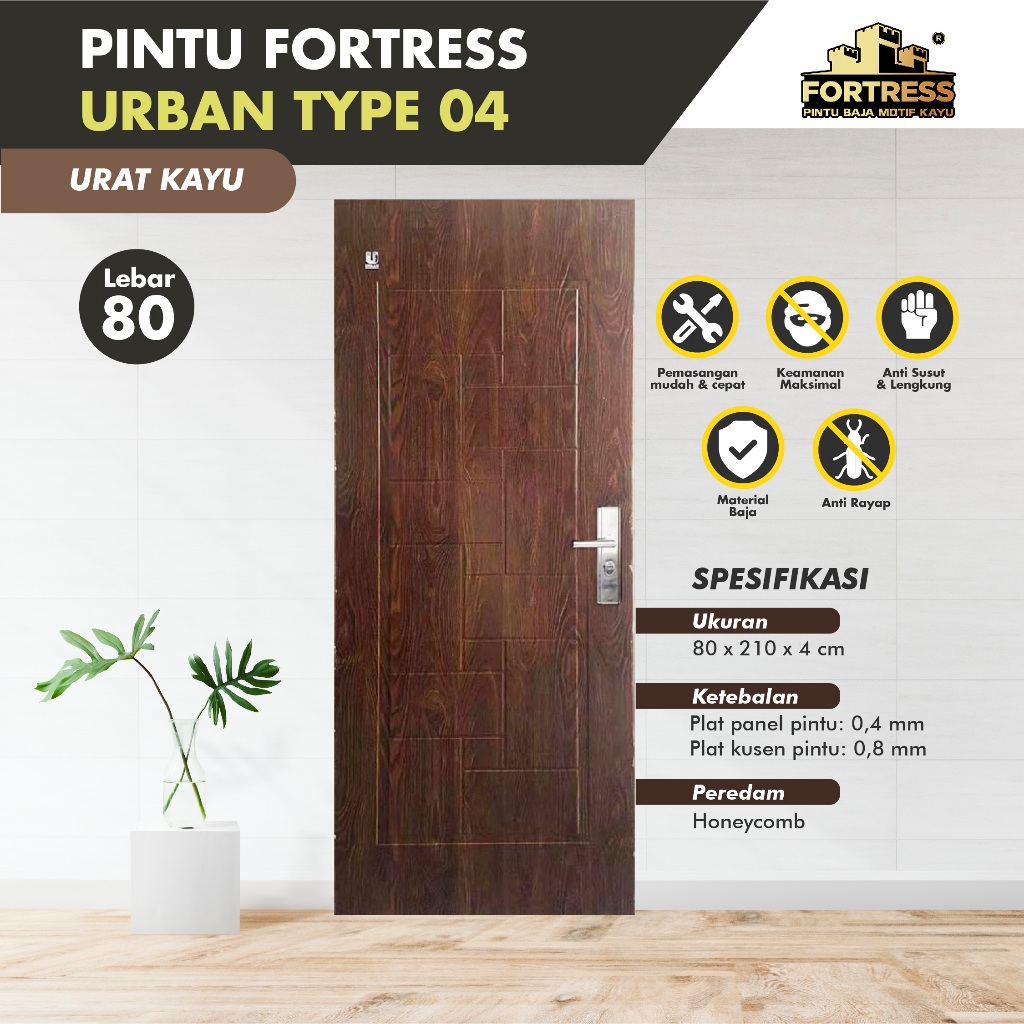 Jual Pintu Baja Fortress Urban Type Cm Urat Kayu Pintu