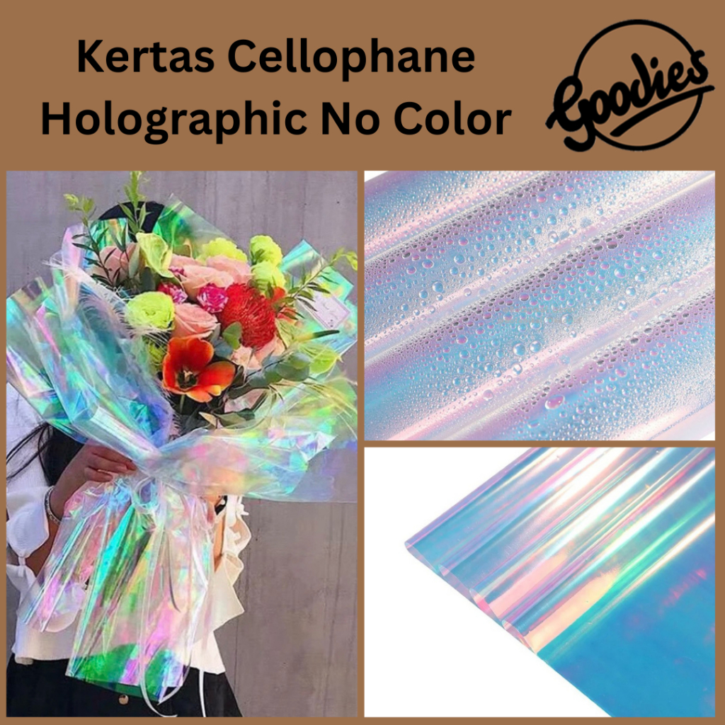 Jual Kertas Buket Holo Clear Hologram Paper 5 LEMBAR Flower