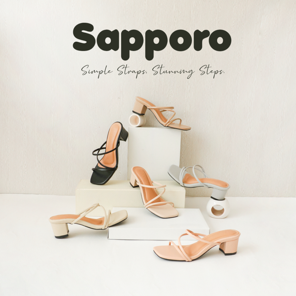 Jual Alivelovearts Sapporo Sandal Heels Strap Tali Silang Hak Tahu