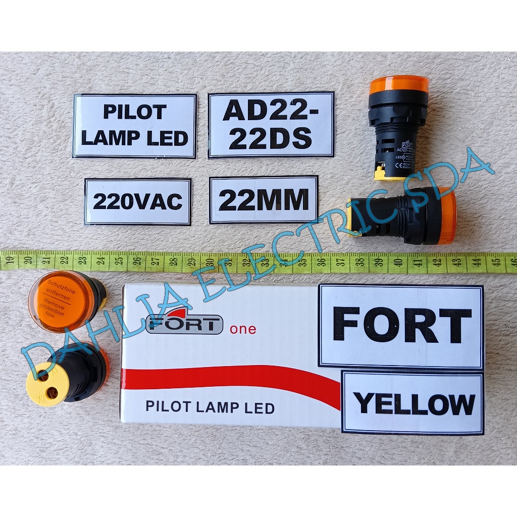 Jual PILOT LAMP LED 22MM 220VAC AD22 22DS YELLOW FORT Shopee Indonesia